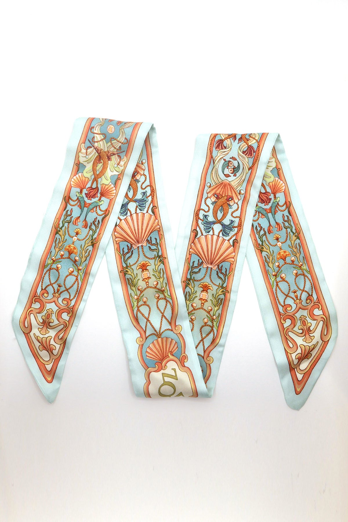 Silk twilly scarf "Seashell"
